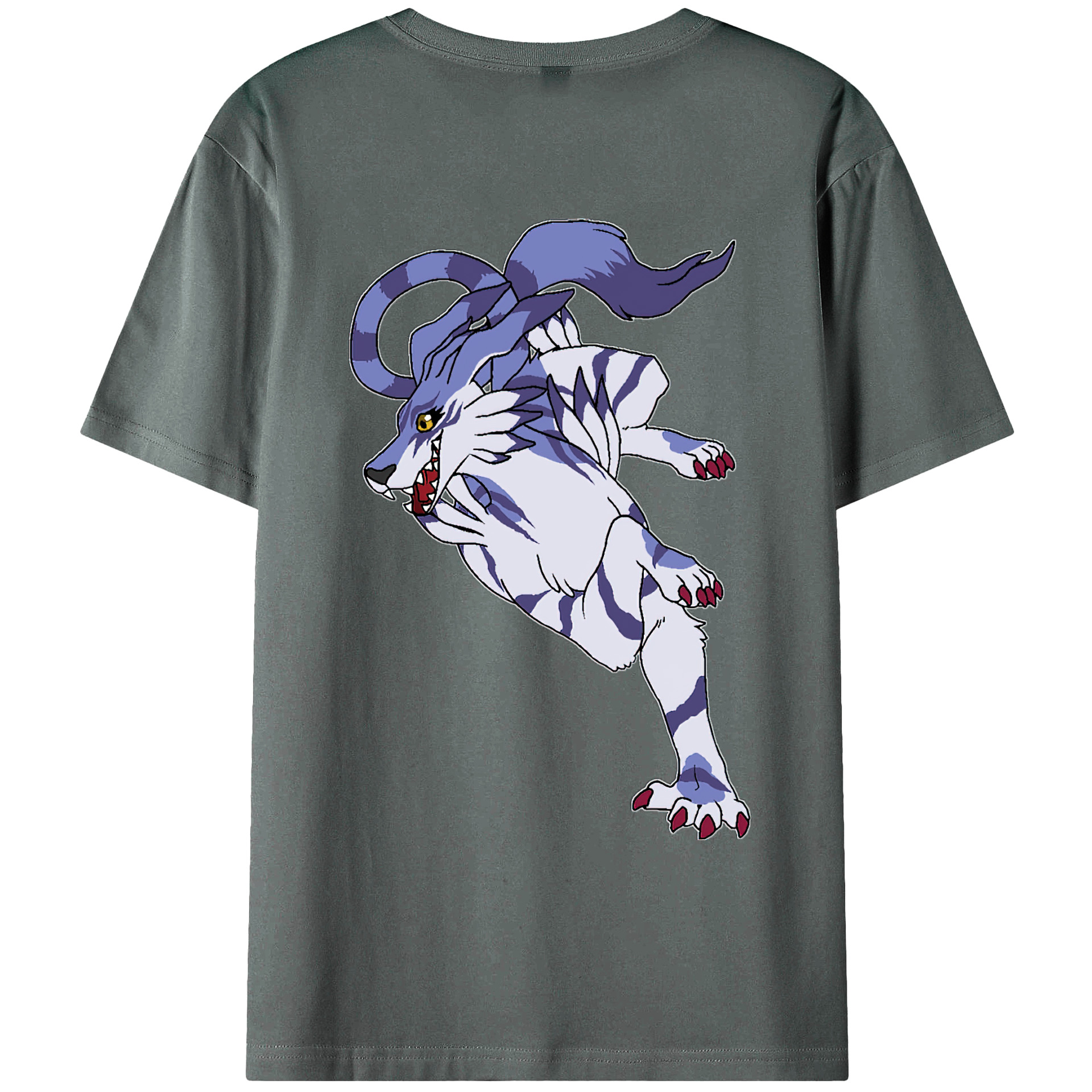 （画像用） Digimon デジタルモンスター/デジモン 綿100％ メンズ半袖Tシャツ（バックプリント） 通気性